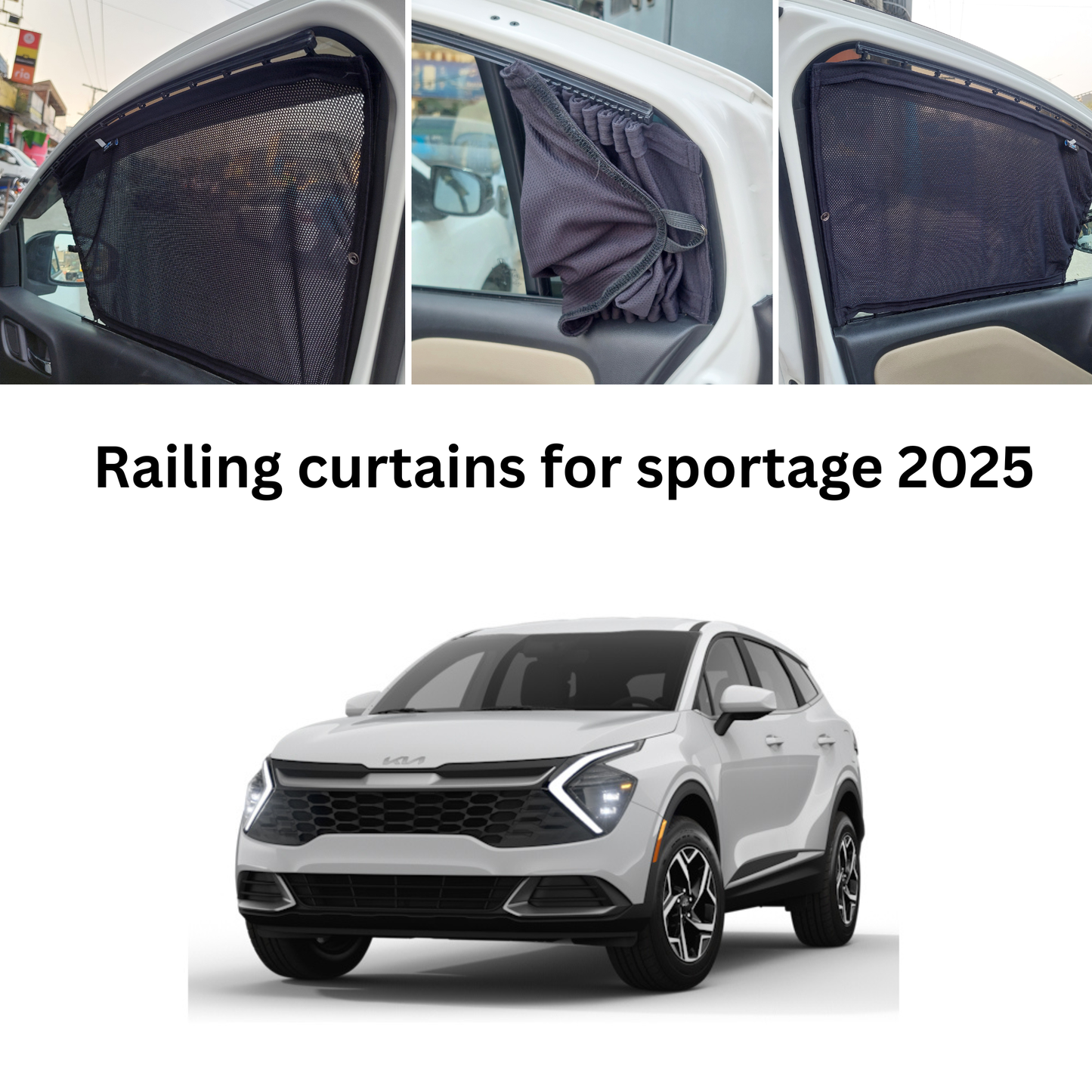 Railing Curtains for Kia Sportage L 2025 (HEV) | Premium Car Window Privacy Shades