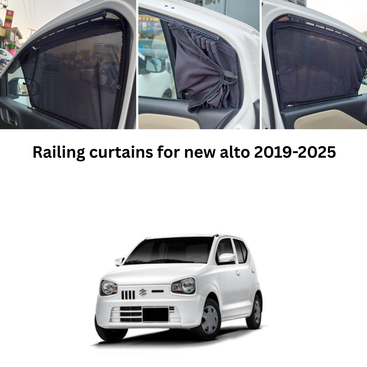 Railing Curtains for Suzuki Alto 2019–2026 | Premium Car Window Privacy Shades