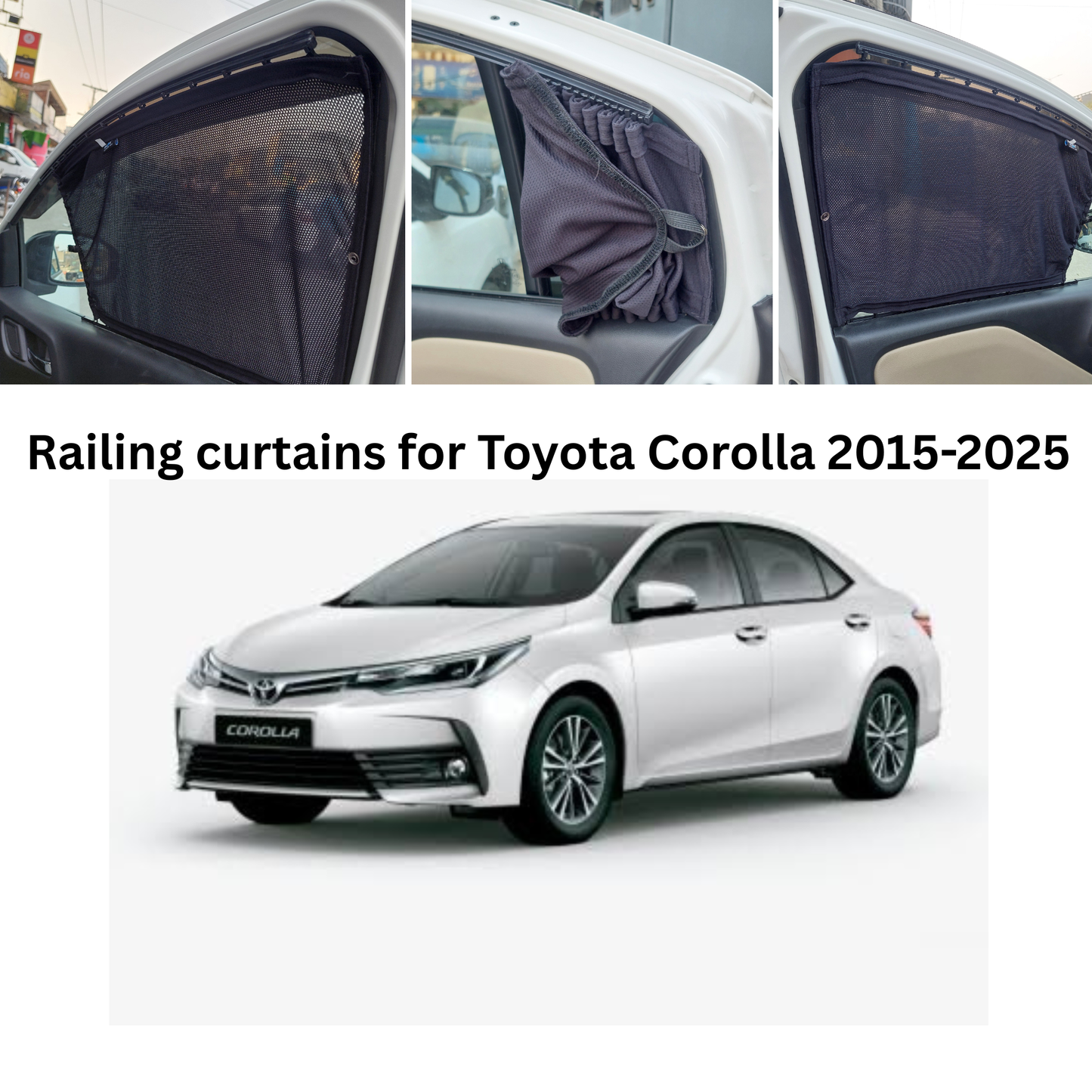 Railing Curtains for Corolla 2015-2025 | Premium Car Window Privacy Shades