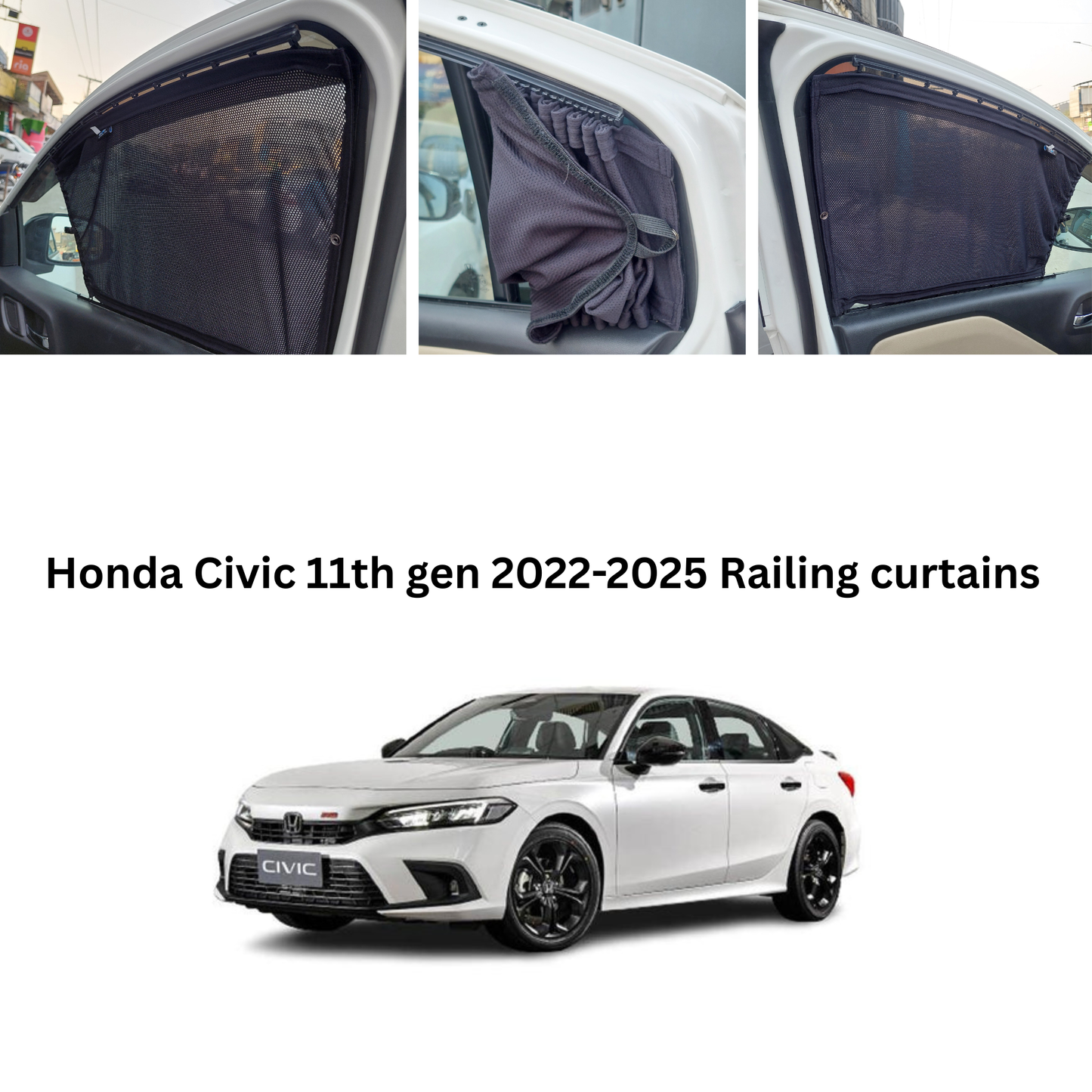 Railing Curtains for Civic 11th generation 2022-2025 | Premium Car Window Privacy Shades